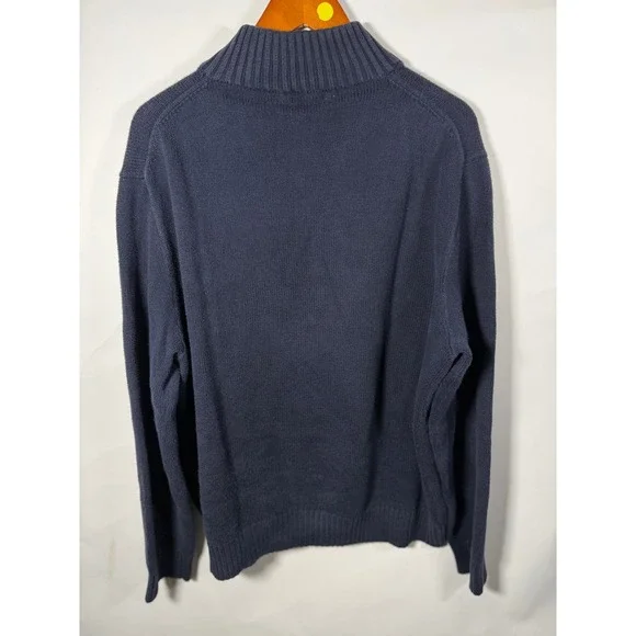 Polo Ralph Lauren Mens XL Quarter Zip Sweater Navy Blue Red Pony Logo Cotton - Picture 4 of 8